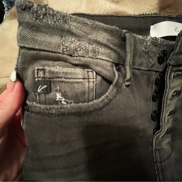 KanCan Charcoal Distressed Skinny Jeans - Picture 6 of 8